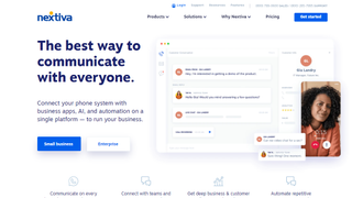 Nextiva website homepage with text which reads: The best way to communicate with everyone