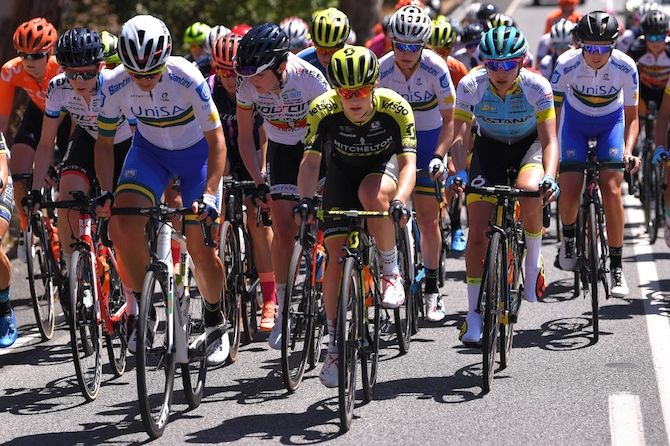Eventual winner Grace Brown (Mitchelton-Scott) in the peloton during stage 3