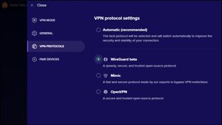 Avast SecureLine Windows Settings