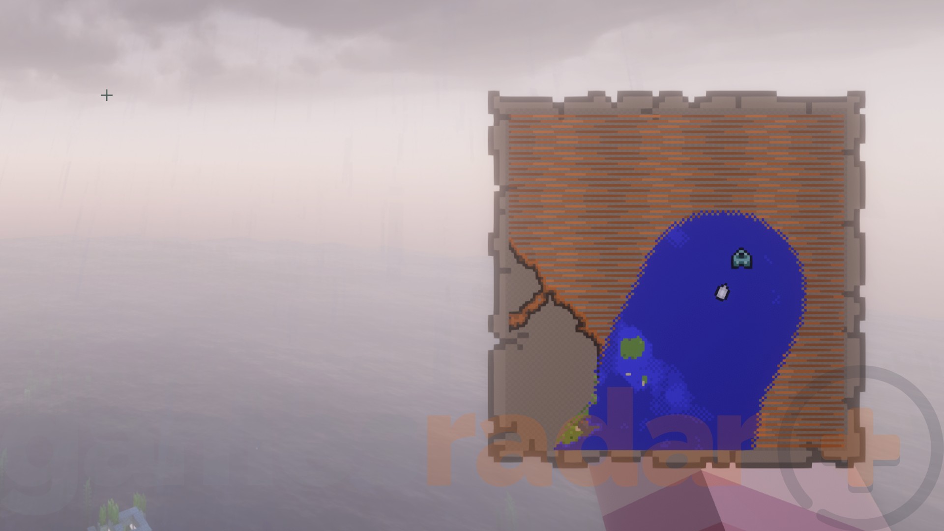 A player follows an ocean explorer map bought from a Minecraft Cartographer villager