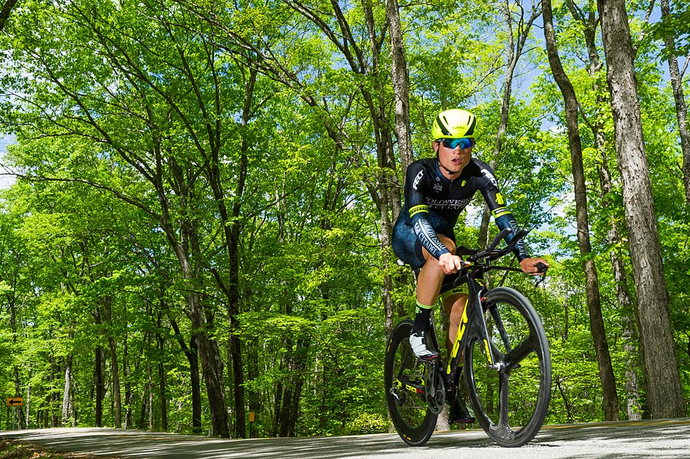 A Holowesko | Citadel Racing Team p/b Hincapie Sportswear (USA) rider makes his way up the switchback section of the course.