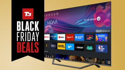 Hisense A7G TV with sign saying Black Friday deals