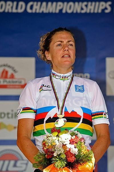 Gunn-Rita Dahle Flesjaa back in rainbow stripes after winning another title.