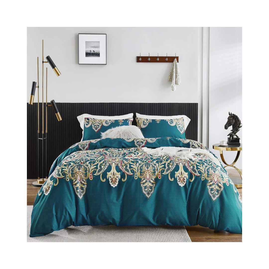 Egyptian cotton teal duvet cover set