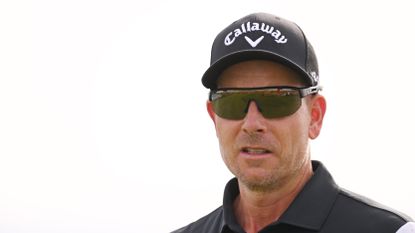 Henrik Stenson looks on during a practice round for the 2023 Abu Dhabi HSBC Championship