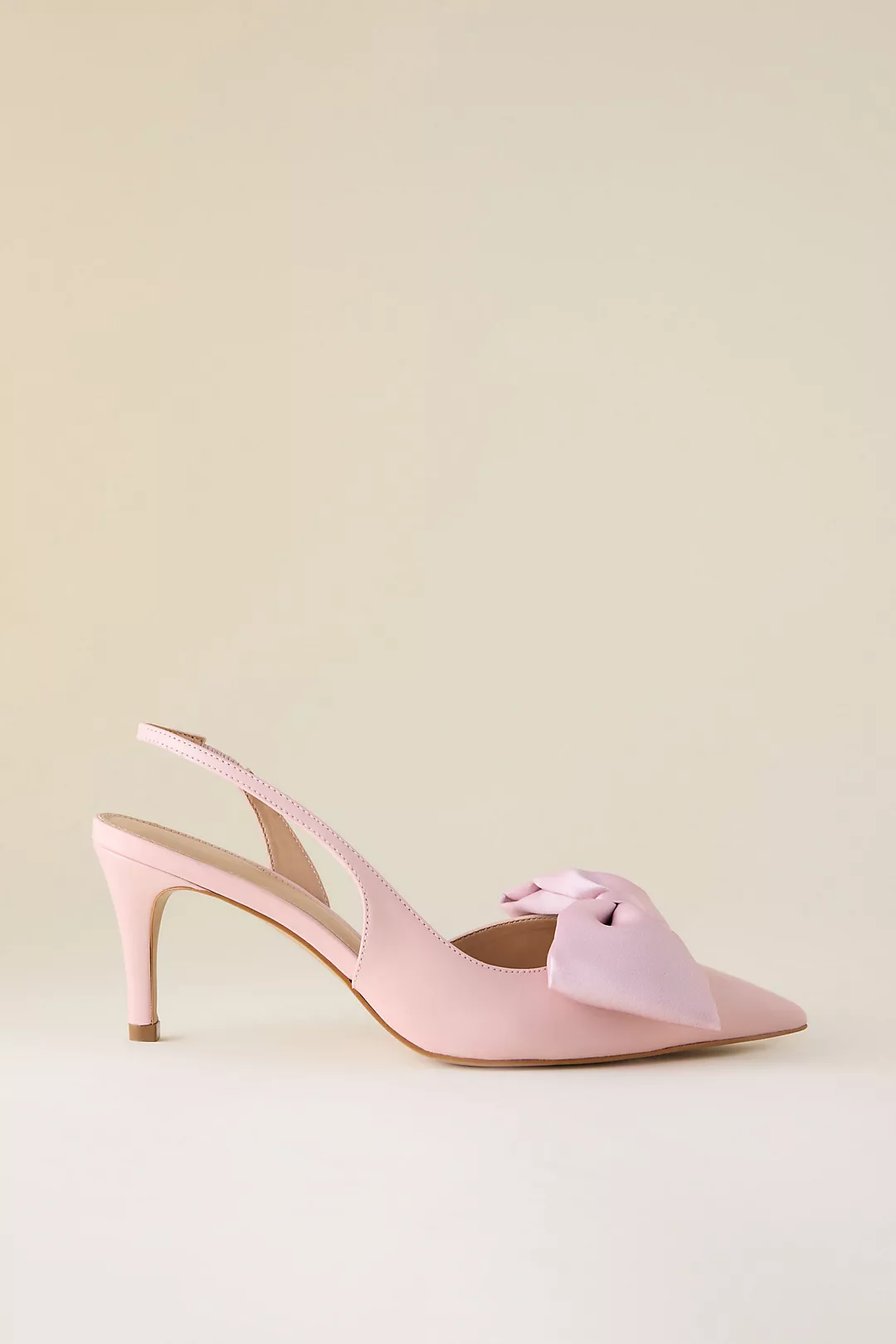 By Anthropologie Satin Bow Slingback Heels