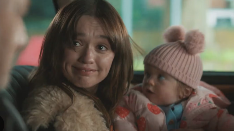 Gemma (played by Aimee Lou Wood) and baby Sadie plus dad Malcolm (David Morrissey) equals "Daddy Issues" season 2