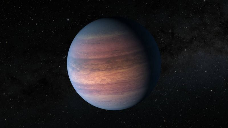 Artist&#039;s impression of the exoplanet TOI-2180 b.