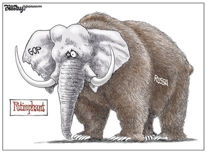 Political Cartoon U.S. Trump Putin GOP Russia bear