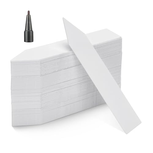 Kinglake 100pcs White Plastic Plant Labels &amp;amp; Markers, 10x2cm, Waterproof, Reusable, Ideal for Herb, Seed, Flower, Potted Plants
