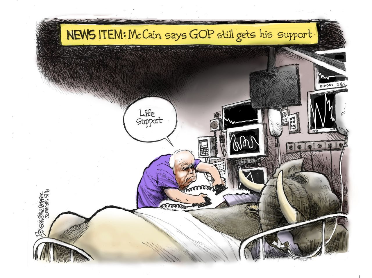 Political Cartoon U.S. McCain GOP Support