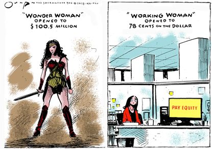 Editorial cartoon Wonder Woman equal pay