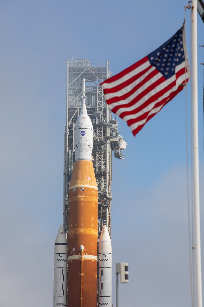 Artemis 1 on the launch pad during wet dress rehearsal operations on June 20, 2022.