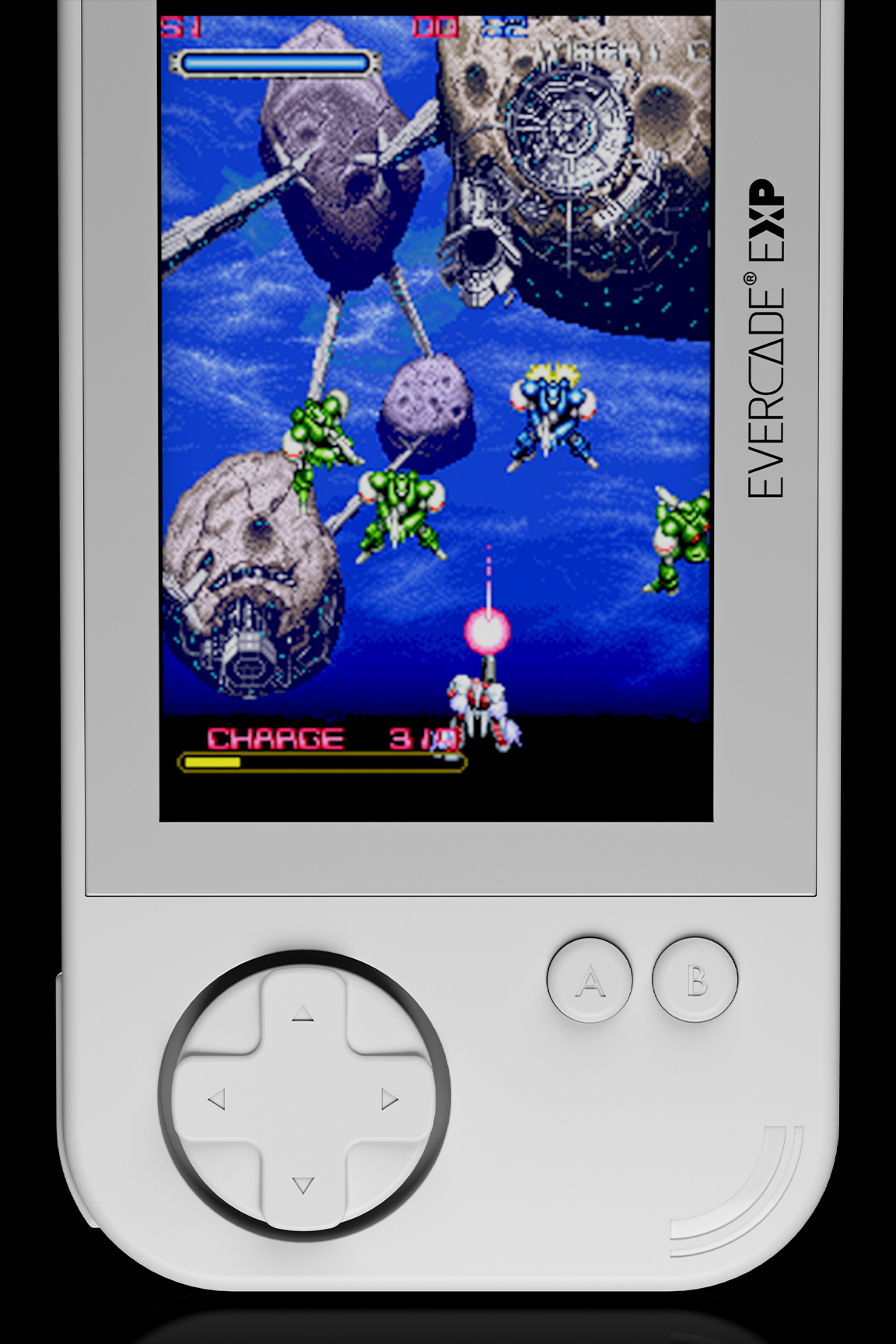 A render of the Evercade EXP in TATE mode
