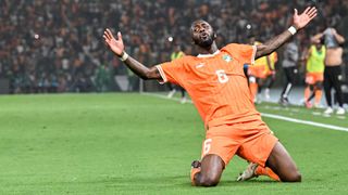  Seko Fofana celebrates a goal at AFCON
