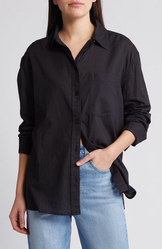 Cotton Voile Button-Up Shirt