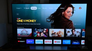 a movie called One For The Money is promoted on The Chromecast with Google TV's home screen