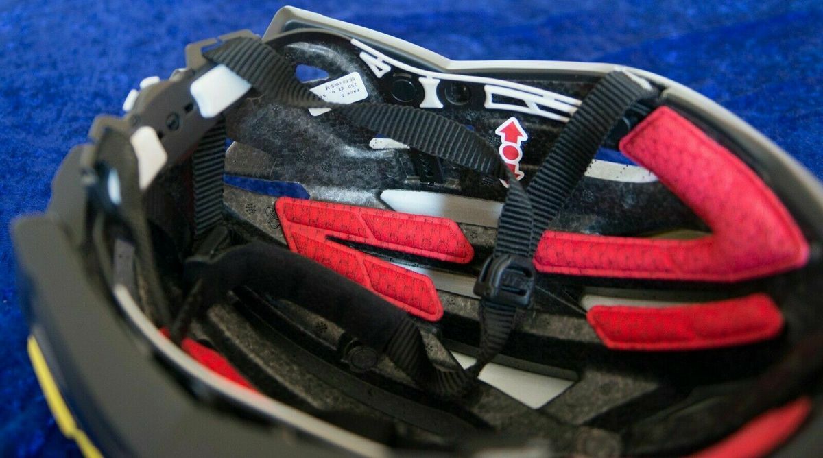 The helmet is in great, seemingly unused condition, with good padding and a decent retention system