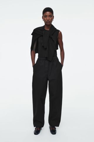 Barrel-Leg Cotton Trousers