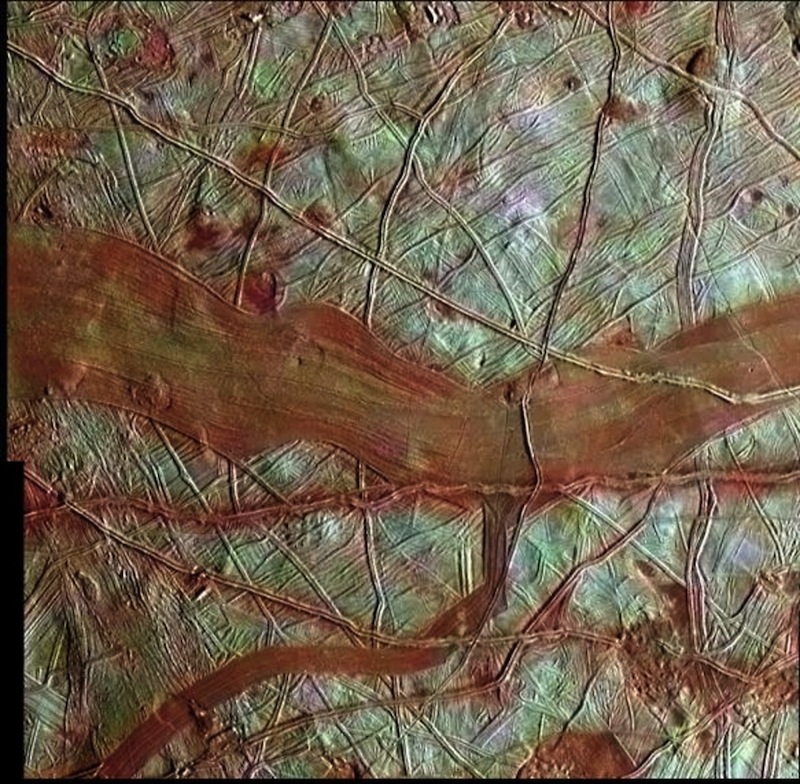 An image of Europa&#039;s icy surface