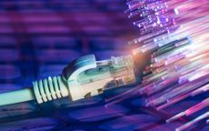 Ethernet cable with lights shooting from the end