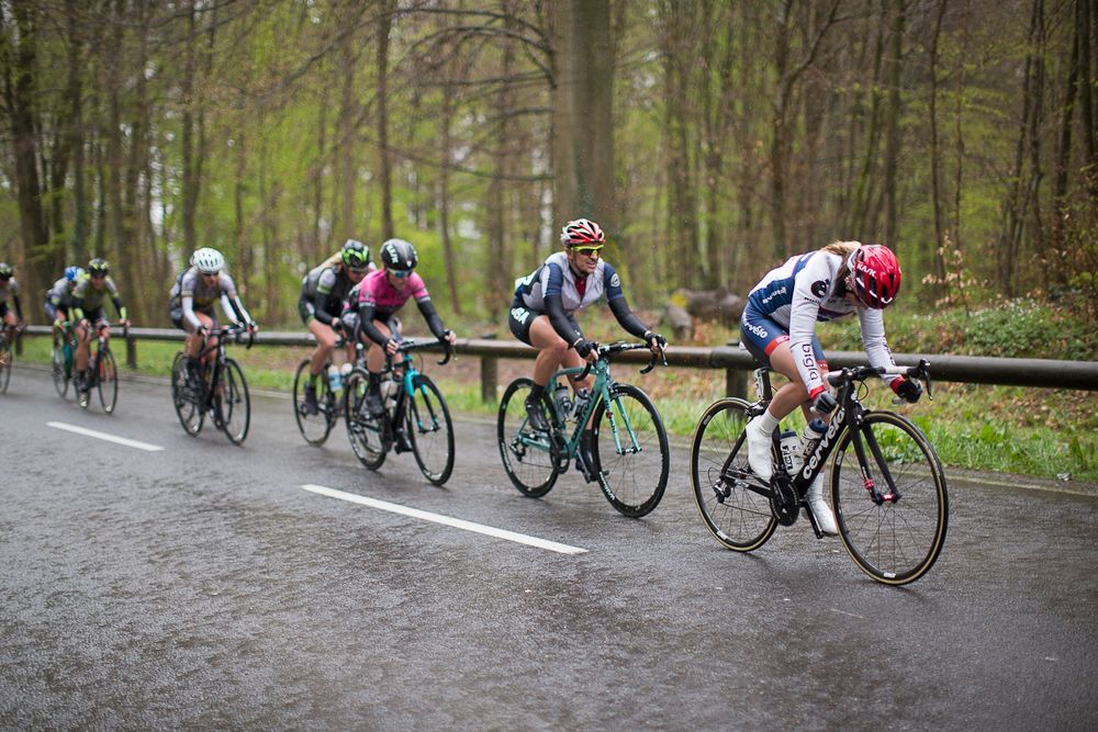 Stephanie Pohl (GER) of Cerv&eacute;lo-Bigla Cycling Team digs deep in the last lap of the first, 106.9km road race stage of Elsy Jacobs