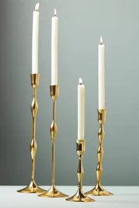 Anthropologie Luce Gold Metal Taper Candle Holder
