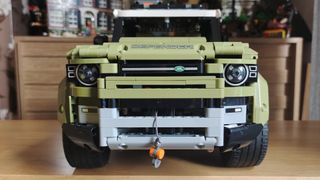 Lego Technic Land Rover Defender 42110 - front view of car.