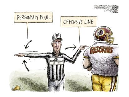 Editorial cartoon Redskin patent