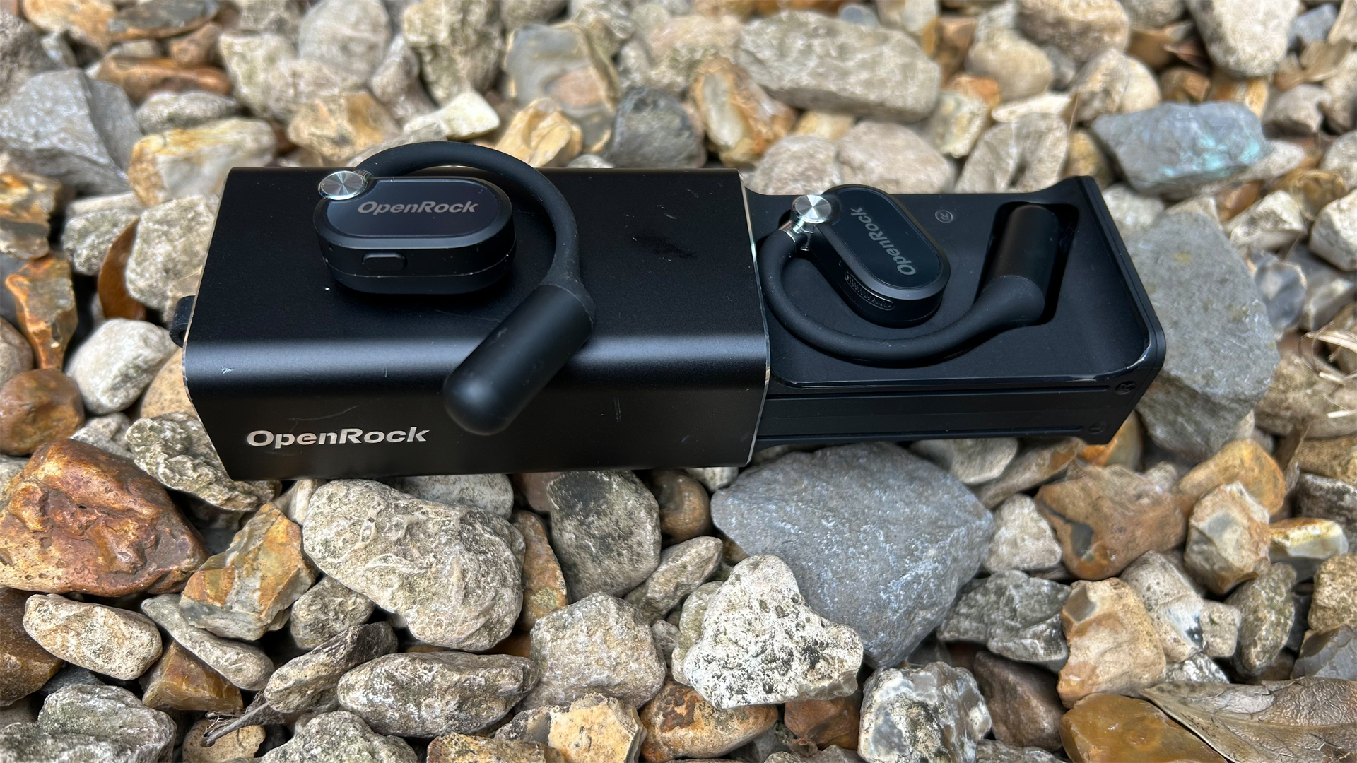The OpenRock X headphones with charging case