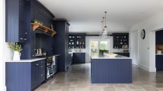 large blue kitchen