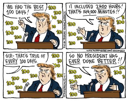 Political Cartoon U.S. Trump 100 Days White House Government