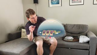 Playing mixed reality strategy game Banners & Bastions in my living room