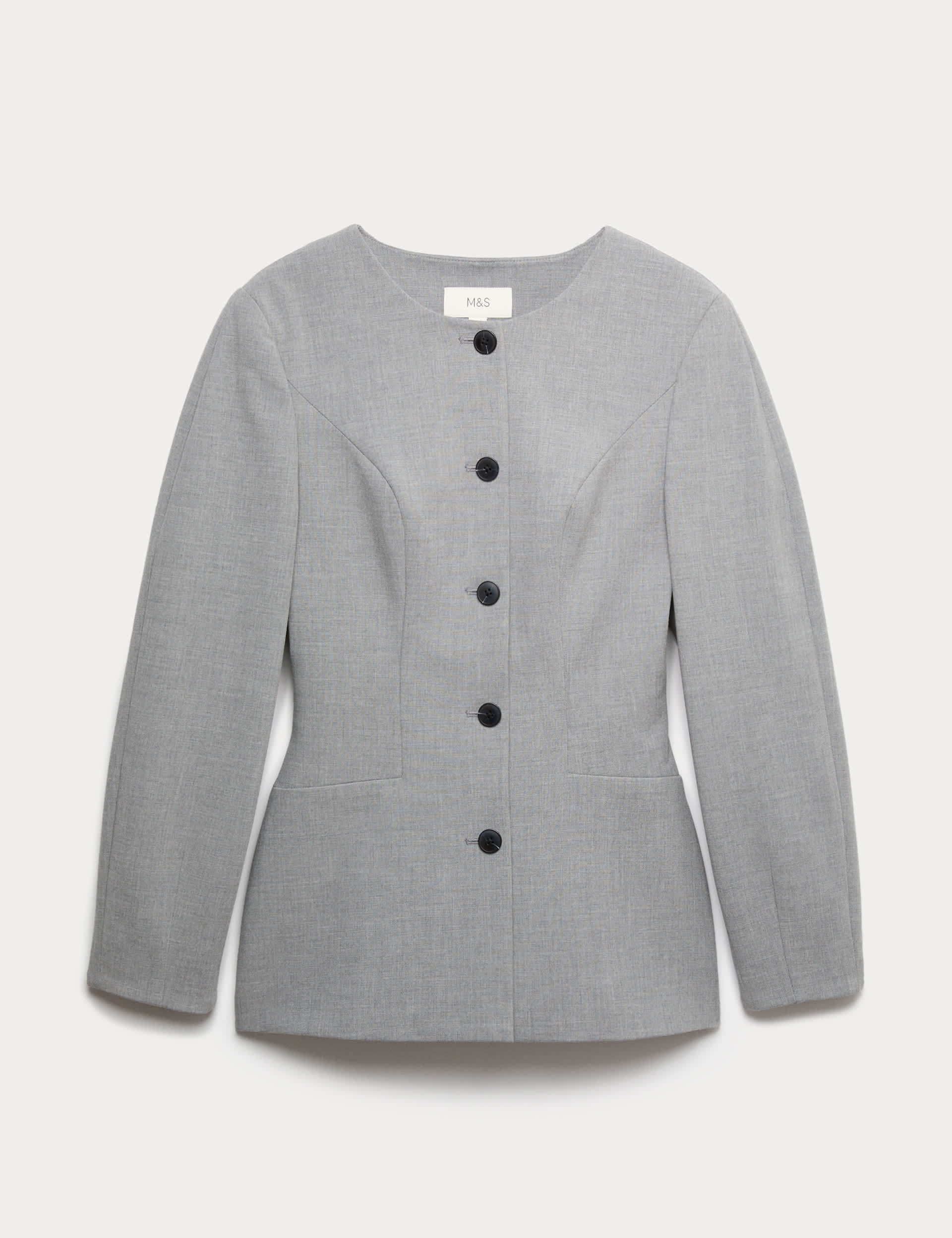 Tailored Hourglass Collarless Cinched Waist Jacket