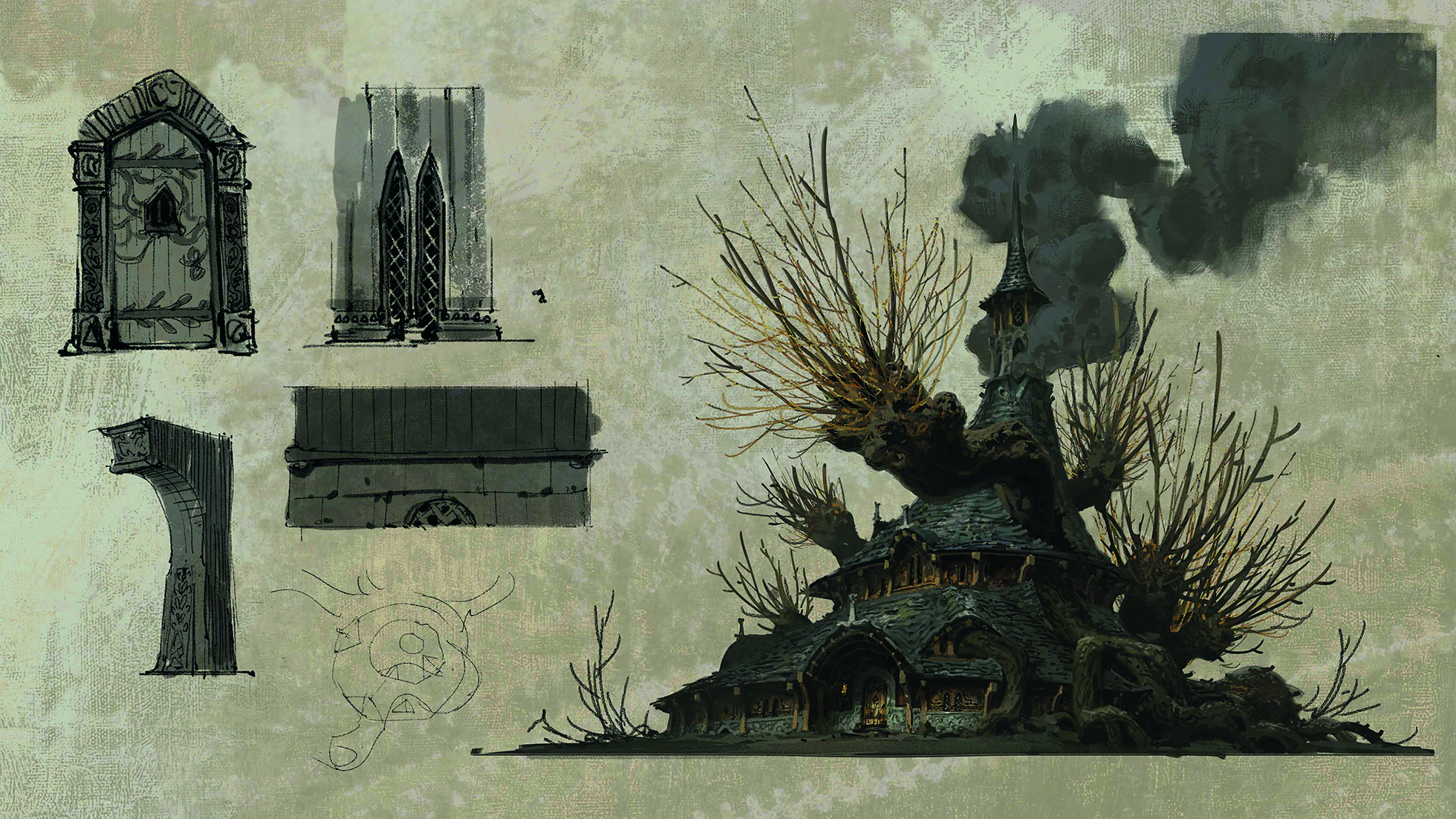 An image from a digital art tutorial on how to create fantasy architecture in Photoshop and Blender