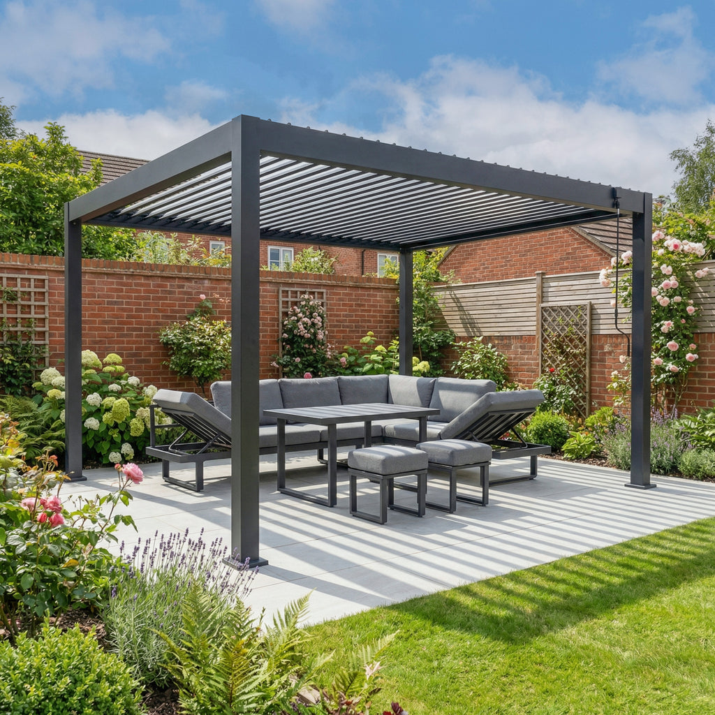 Pergostet Lite 3m X 4m Metal Rectangular Pergola in Grey