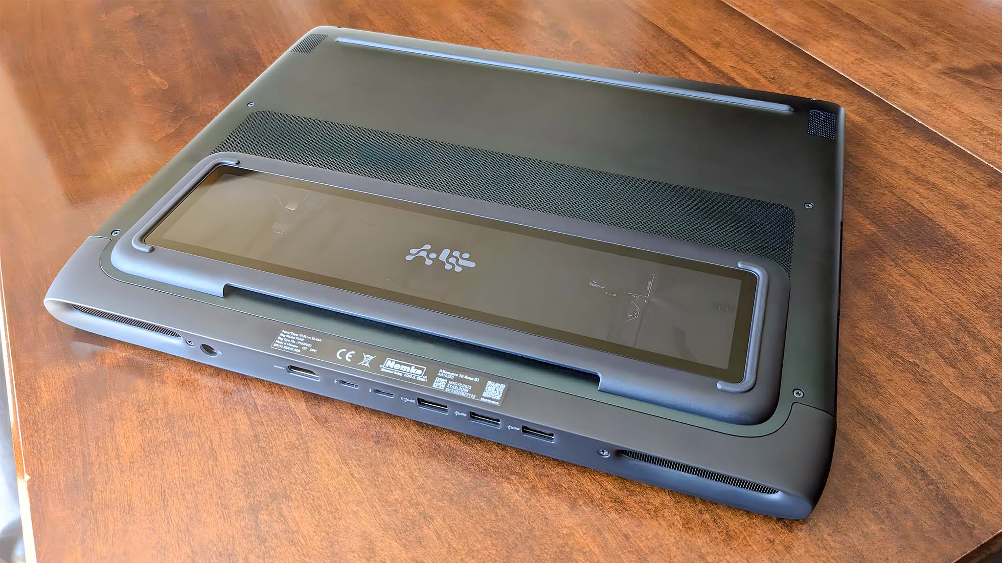 Underside of the Alienware Area-51 16 Gaming Laptop.