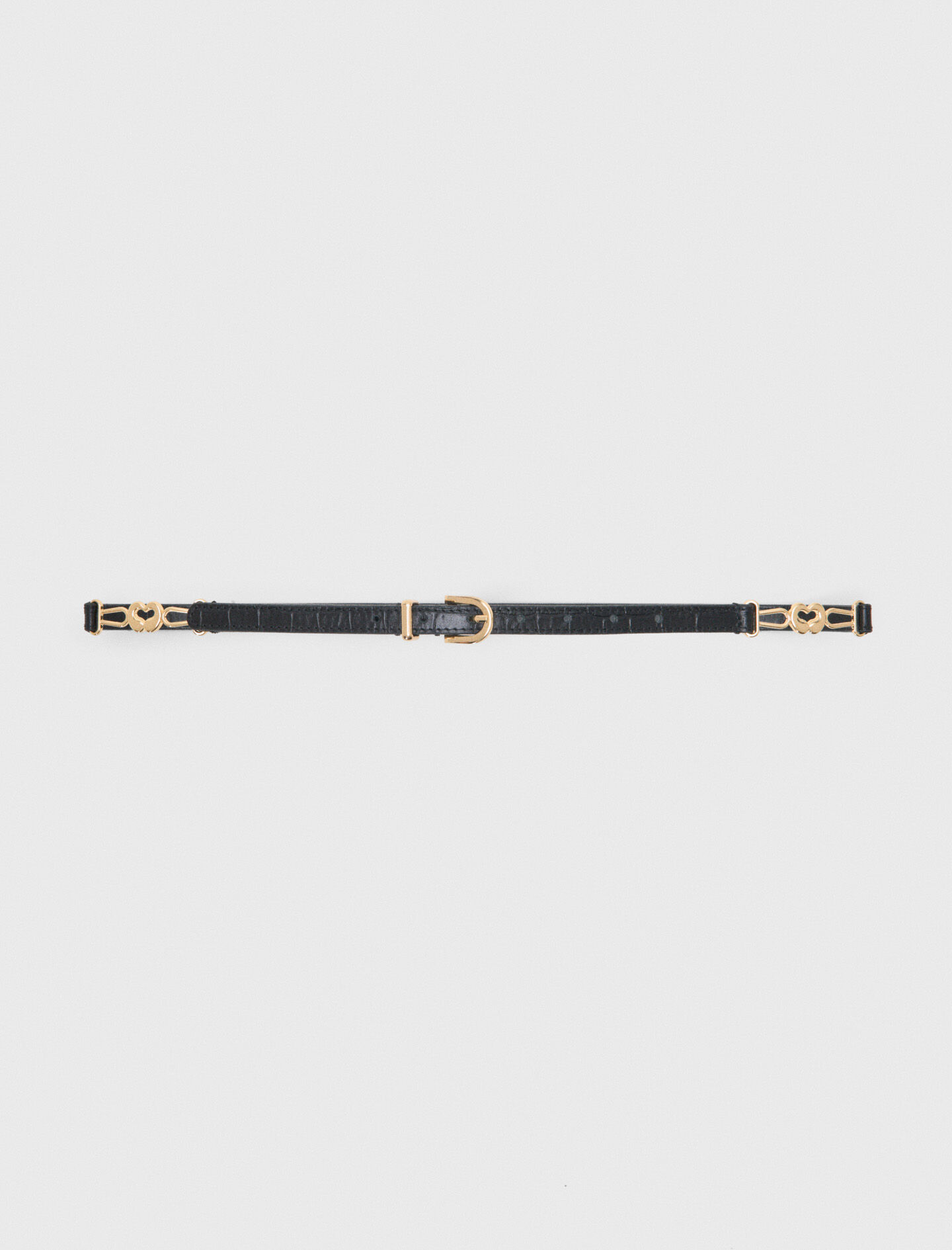 Slim Croc-Effect Leather Belt