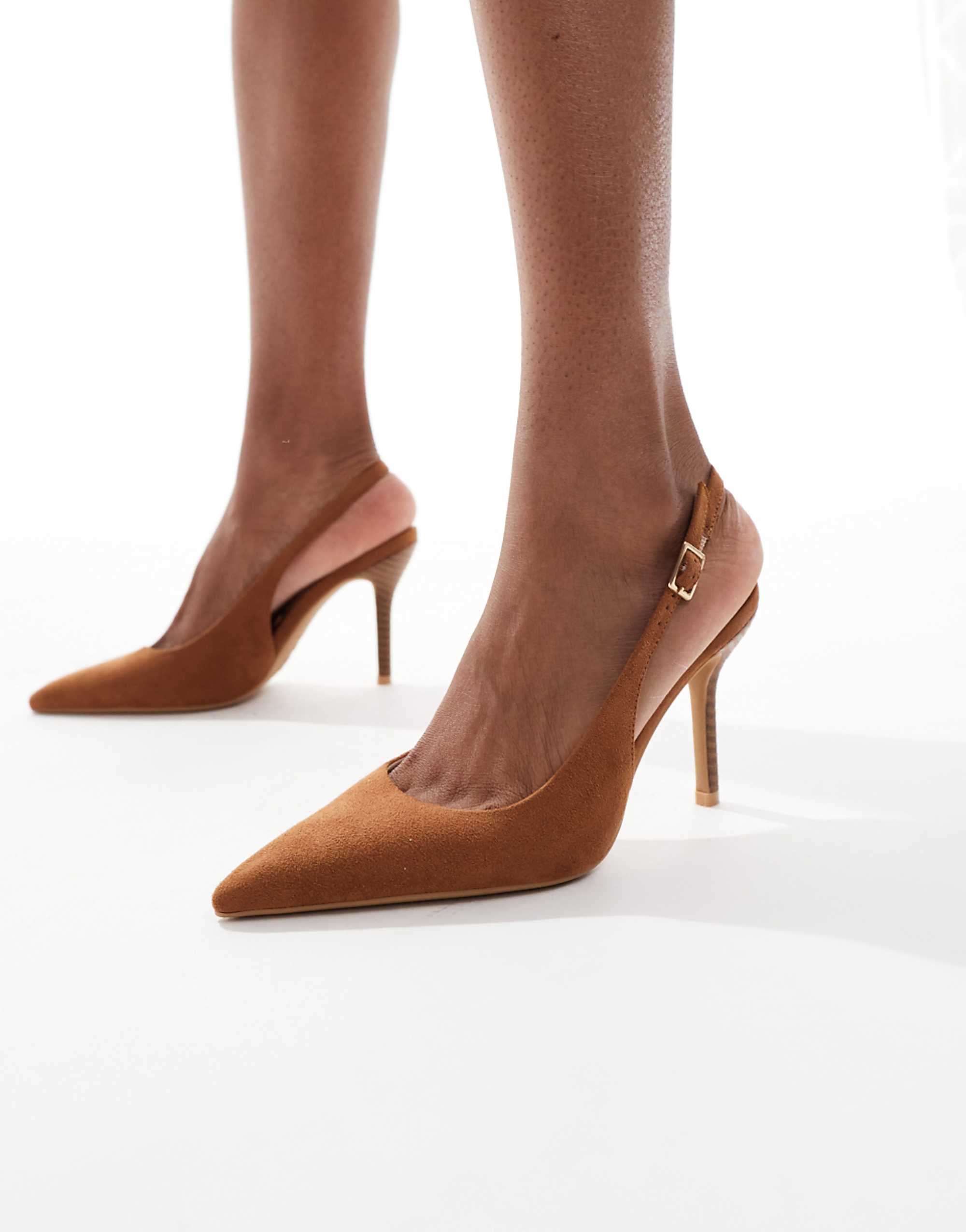 New Look Pointed Toe Slingback Heeled Shoe in Camel