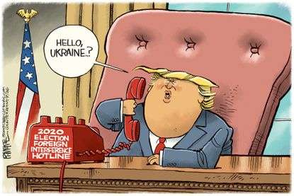 Political Cartoon Trump Ukraine Election Interference Hotline