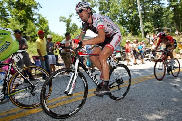 The peloton tackles Paris Mountain in sweltering heat.