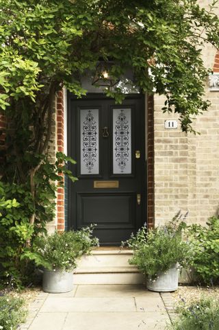 period front door with window film