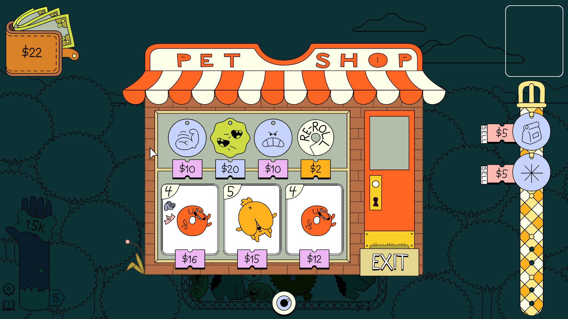 Visiting the shop screen in Dogpile.