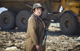 Brenda Blethyn's Vera at the landfill site where a body was discovered