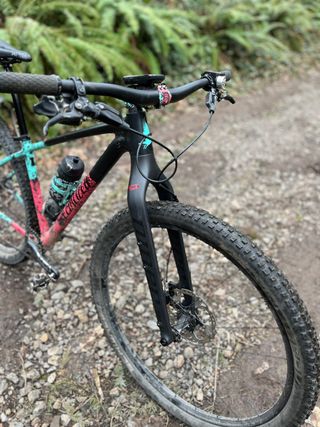 Niner Bikes' carbon rigid fork offers ample tire clearance and bag mounting options