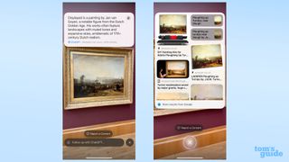 Two Visual Intelligence screenshots showing it trying to identify a painting