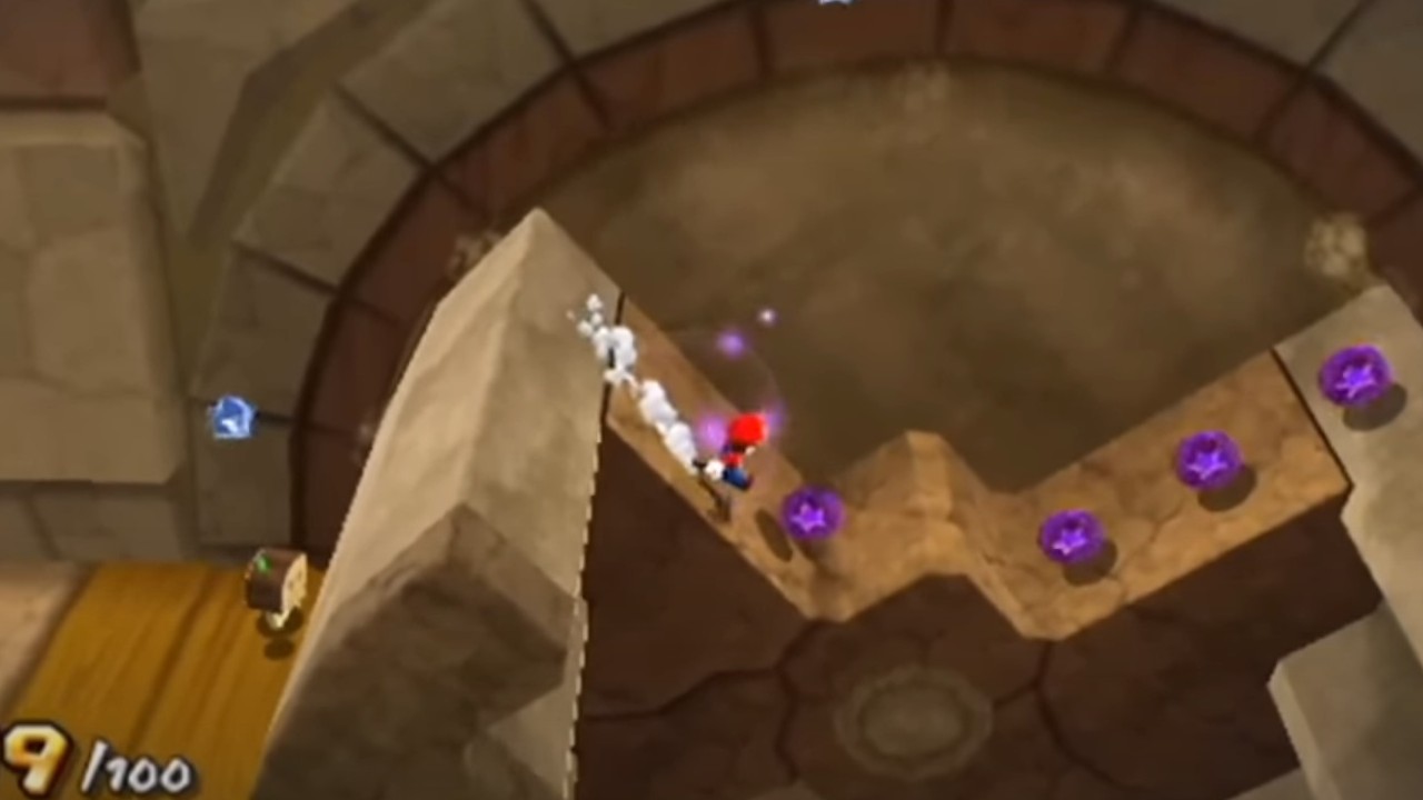 Mario running and collecting items in Super Mario Galaxy 2