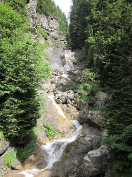 An Alpine waterfall in Champery, Switzerland