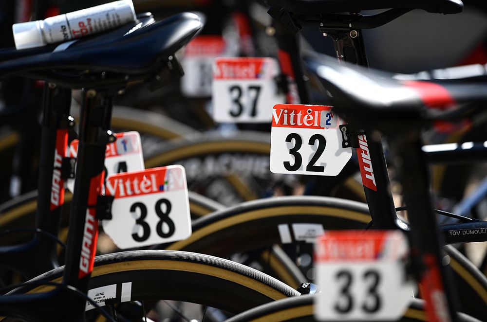 Sunweb team bikes are ready to go, set up for the rest-day training ride