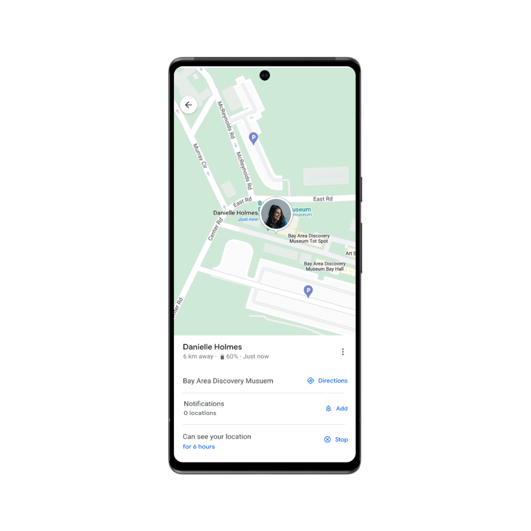 google maps shared location notifications